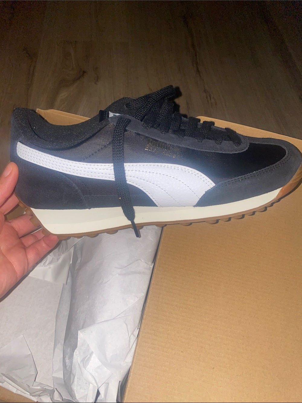 PUMA Black & White Roma Runner Sneakers